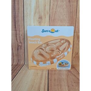 Suns Out Floating Snack Bar Inflatable Pool Tray Orange Cabana 29in x 19in